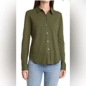 Theory Olive Button-Down Shirt for Women